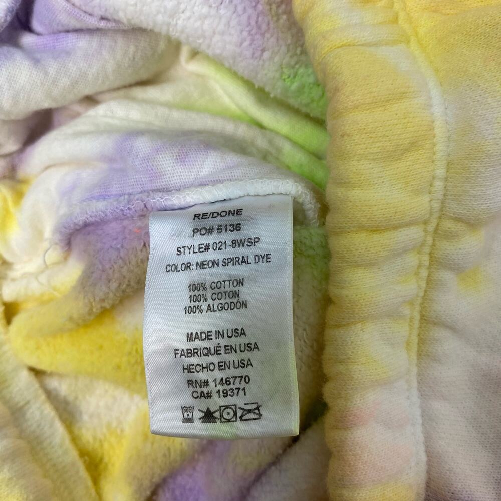 Re/Done x Hanes 2 Piece Raglan Neon Tie Dye Spiral Sweatshirt & Sweatpants M NEW - Picture 16 of 16